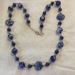 Handcrafted Costume Jewelry: Elegant Blue Beaded 34” Necklace